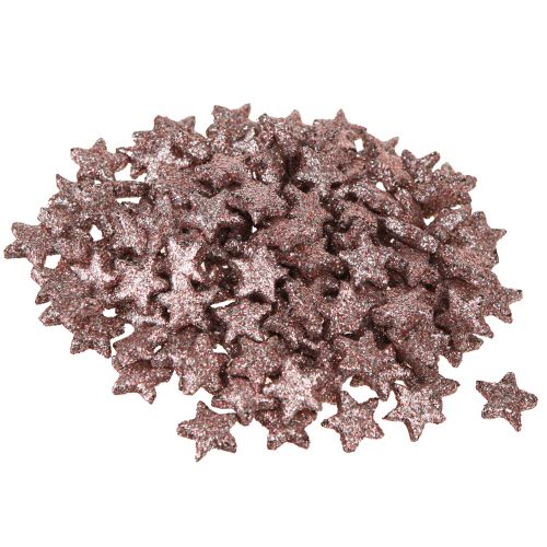 Artikel Mini spridd dekoration stjärnor dekoration glimmer rosa 1,5cm 144 st