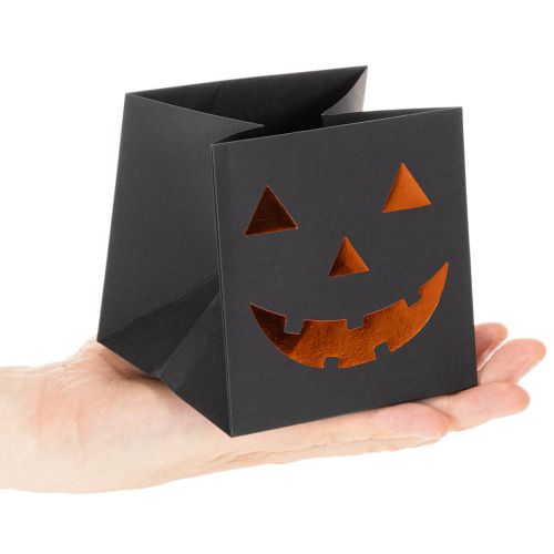 Artikel Papperspåse pumpa ansikte plantering Halloween dekoration 10cm 6st
