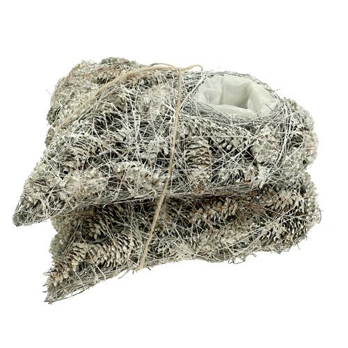 Floristik24 Växthjärta gjord av kottar 26x27cm vit 2st