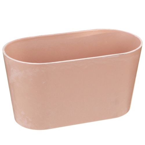 Floristik24 Växtskål oval dekorationsskål plast rosa brun 20×10×11cm 3st