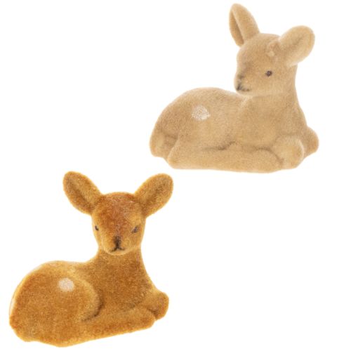 Artikel Dekorativ liggande rådjursfigur för bordsdekoration, 8 cm, 6 stycken