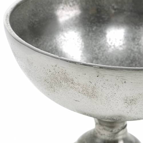 Floristik24 Skål med fot silvermetall Ø16cm bordsdekoration, antikt utseende