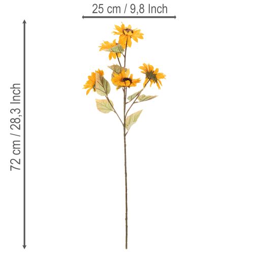 Artikel Konstgjord solrosblomma, naturtroget dekoration, 72 cm, 2 stycken