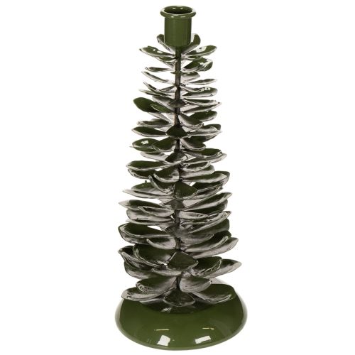 Artikel Ljusstake julgran grön metalldekoration 28cm