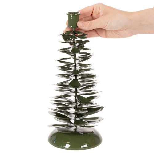 Artikel Ljusstake julgran grön metalldekoration 28cm