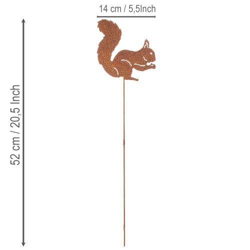 Artikel Trädgårdspåke ekorre rost dekorativ påke för rabatt och blomkruka 52cm 2 st