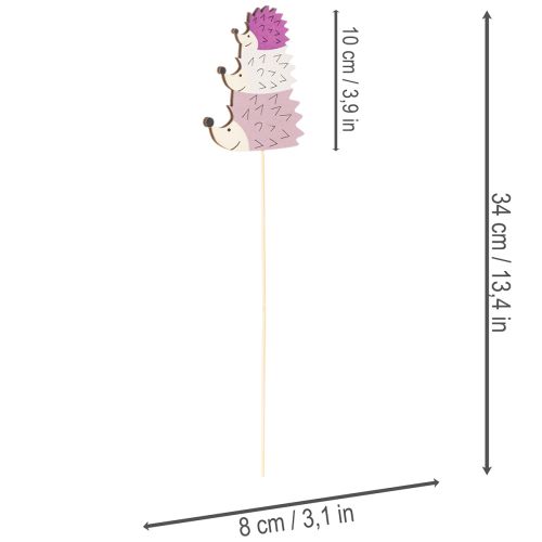 Artikel Dekorativa trädgårdspinnar - Färgglad igelkottfamilj - 34 cm, 12 delar