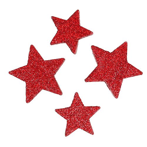 Floristik24 Scatter dekoration stjärnor röd, glimmer 4-5cm 40st