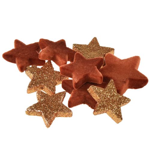 Artikel Strödekoration Julstjärnor brun/orange Ø4/5cm 40st
