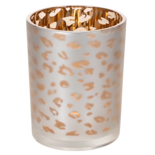 Artikel Glasljushållare med leopardmönster, 12 cm