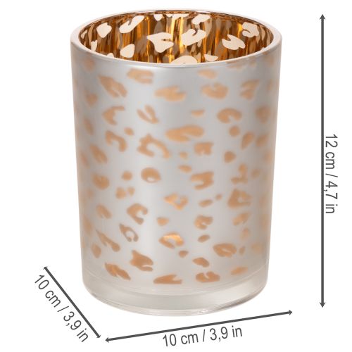 Artikel Glasljushållare med leopardmönster, 12 cm
