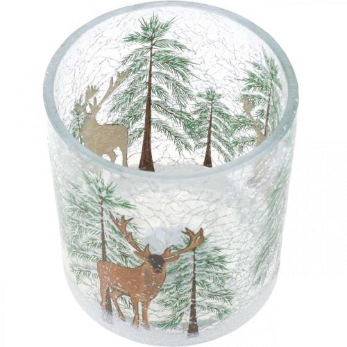Artikel Värmeljushållare glas Julsprakande värmeljusglas H13cm