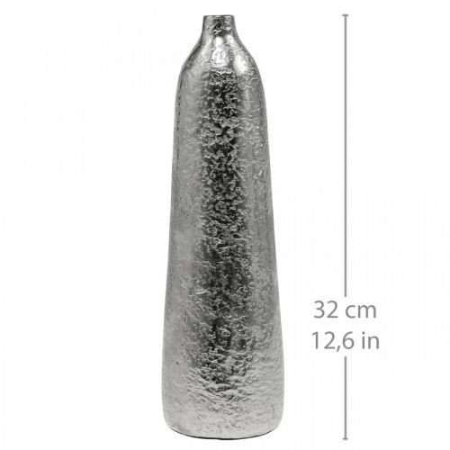 Artikel Dekorativ vas metall hamrad blomvas silver Ø9,5cm H32cm