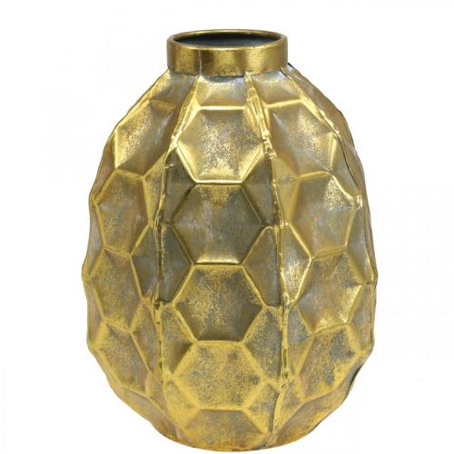 Artikel Vintage vas guld blomvas honeycomb look Ø22,5cm H31cm