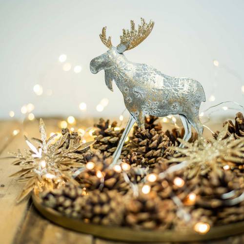 Floristik24 Julfigur älg gyllene antik look metall 21 × 14,5 cm