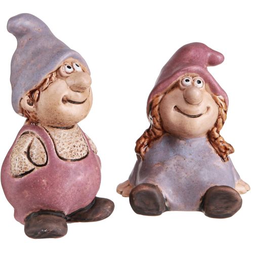 Gnome Spring Boy Girl Par Lila Rosa H10/14cm 2 st