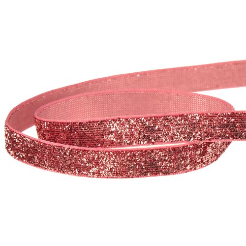 Artikel Dekorativt band rosa glitterband smycken band glamour B10mm L10m