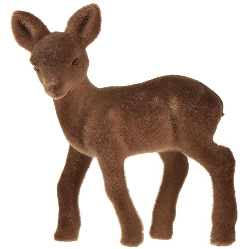 Floristik24 Dekorativ figur rådjur fawn flockade bruna julfigurer 10,5cm 6 st