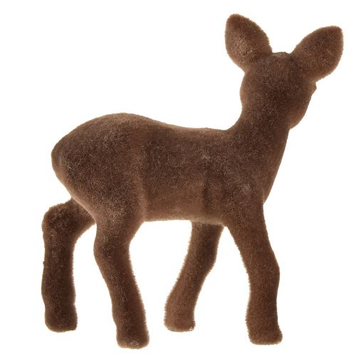 Artikel Dekorativ figur rådjur fawn flockade bruna julfigurer 10,5cm 6 st