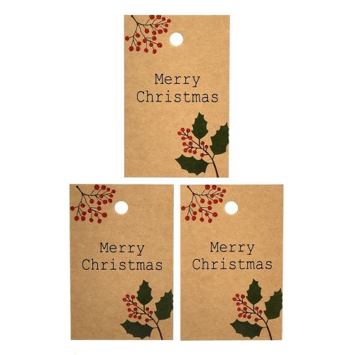 Floristik24 Presentetiketter Merry Christmas papper naturbrun 8,5×5,5cm 20 st