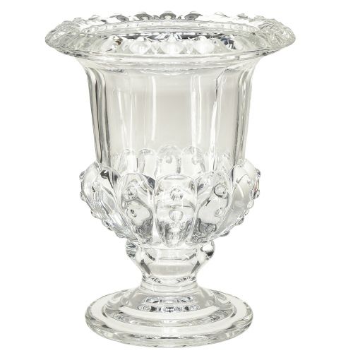 Artikel Glasvas vas med fot vintage dekor klar Ø16cm H20cm