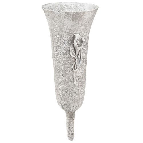 Artikel Gravvas grå vas för stickning med calla motiv H32,5cm