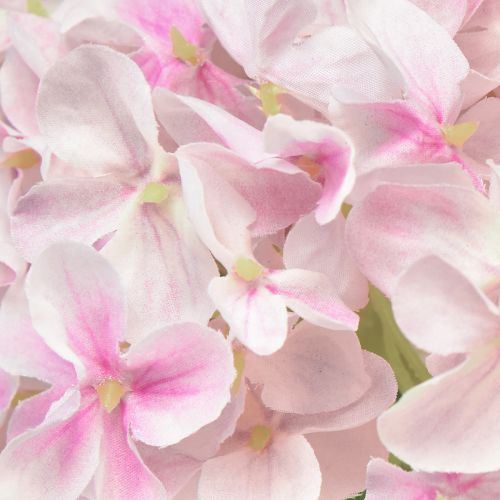 Artikel Hortensia konstgjord ljusrosa konstgjord blomsterträdgårdsblomma 65cm