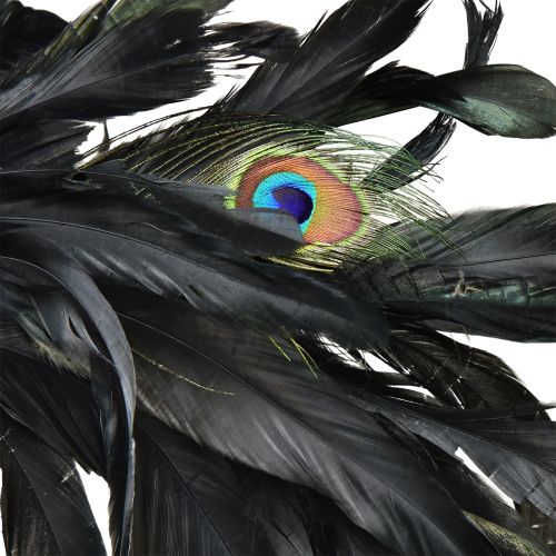 Artikel Utsökt påfågelfjäderkrans - naturliga iriserande färger 30 cm - Lyxdekoration för hem och evenemang