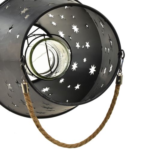 Artikel Hängande metalllykta i antracit med stjärnor - Ø18,5 cm, höjd 50 cm - Elegant utomhus- och inomhusbelysning