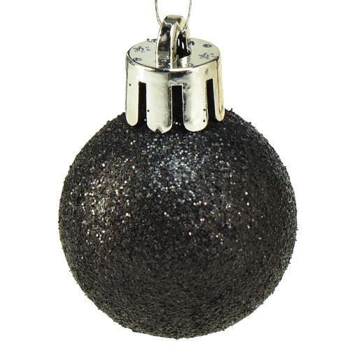 Artikel Mini Tree Balls Svart Splittrsäker Plast Ø3cm 14st