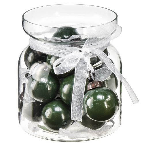 Mini julkulor glaskulor grön Ø3cm 18 st i glas