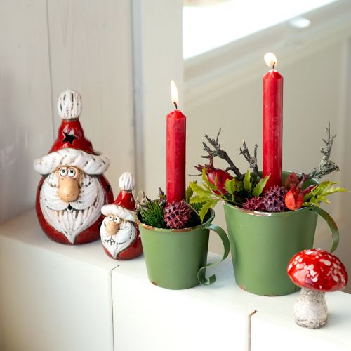 Söt keramisk jultomtefigur, röd och vit, 10cm - set om 4, perfekt juldekoration