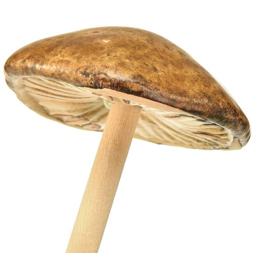 Artikel Dekorativa svampar på pinne, brun, 5,5 cm, 6 stycken - höstlig trädgårds- och vardagsrumsdekoration