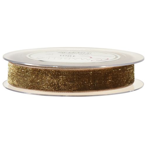 Artikel Sammetsband Glitter Brunt Guld – Glamoröst Julband 20mm 10m