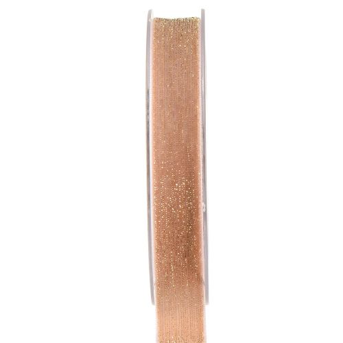 Floristik24 Sammetsband glitter rosa guld dekorationsband sammet 20mm 10m