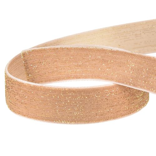 Artikel Sammetsband glitter rosa guld dekorationsband sammet 20mm 10m