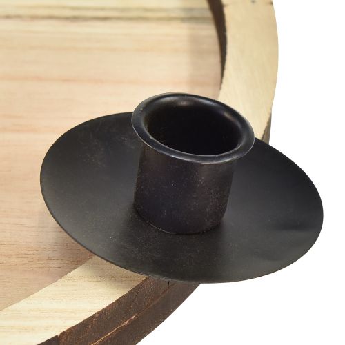 Artikel Ljusstake med träbricka – naturlig &amp; svart, Ø 33 cm – tidlös design för alla bordsdekorationer
