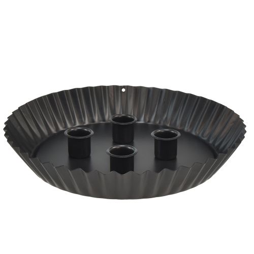 Artikel Designljusstakar av metall i tårtform, 2 delar - svart, Ø 24 cm - elegant bordsdekoration för 4 ljus