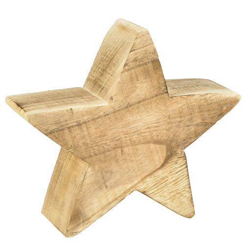Rustik dekorativ stjärna gjord av paulownia-trä - naturligt trälook, 25x8 cm - mångsidig rumsdekoration