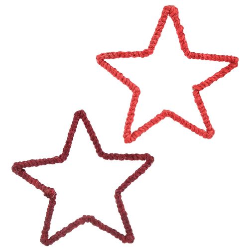 Floristik24 Stjärnor till adventskrans Juldekoration juteröd 15cm 8st