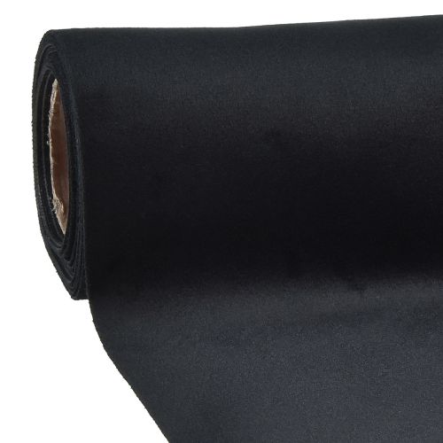 Bordslöpare i sammet svart, glänsande dekorativt tyg, 28×270cm - elegant bordslöpare för festliga tillfällen