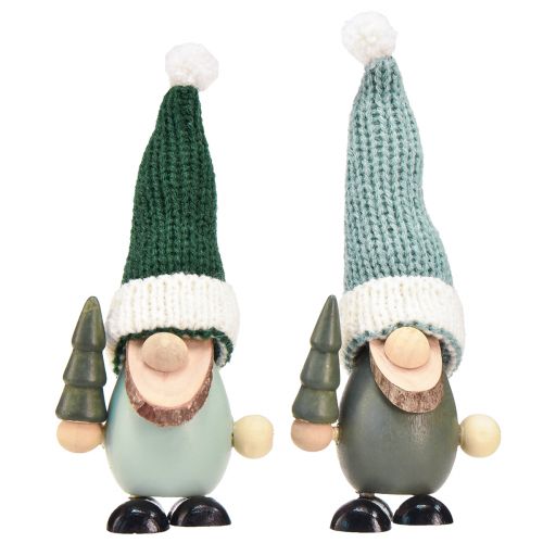 Artikel Jultomte dekoration tomte trä grön mint H14cm 6 st