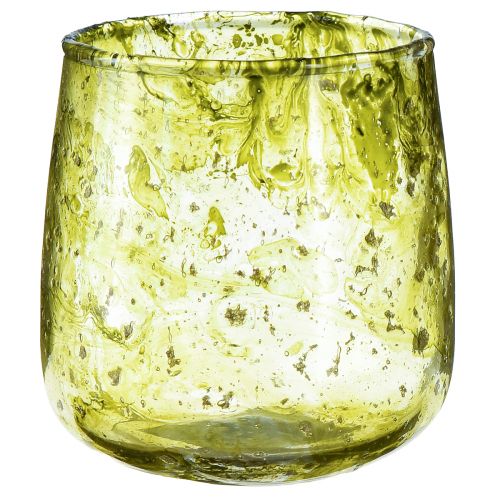 Lykta glas dekoration vintage gul grön Ø9cm H9,5cm