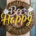 Floristik24 Dekorativ skylt bi &quot;Bee Happy&quot; sommardekoration trä 31×18cm 2st