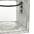 Floristik24 Rustik glasbehållare i grått och vitt träställ - 27,5x9x11 cm - Mångsidig förvarings- och dekorativ lösning