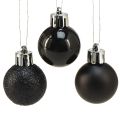 Floristik24 Mini Tree Balls Svart Splittrsäker Plast Ø3cm 14st