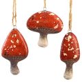 Floristik24 Charmiga röda svampberlocker med jutegarn - 3 cm, set om 6 - perfekta höst- och juldekorationer