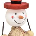 Floristik24 Snögubbe gjord av trä dekorativ figur med hatt röd naturlig H20,5cm